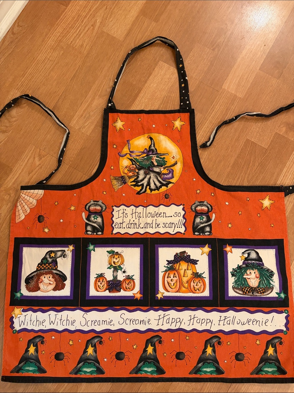 Vintage Dianna Marcum Halloween Apron Panel Marcus Brothers Fabrics 90s Spooky